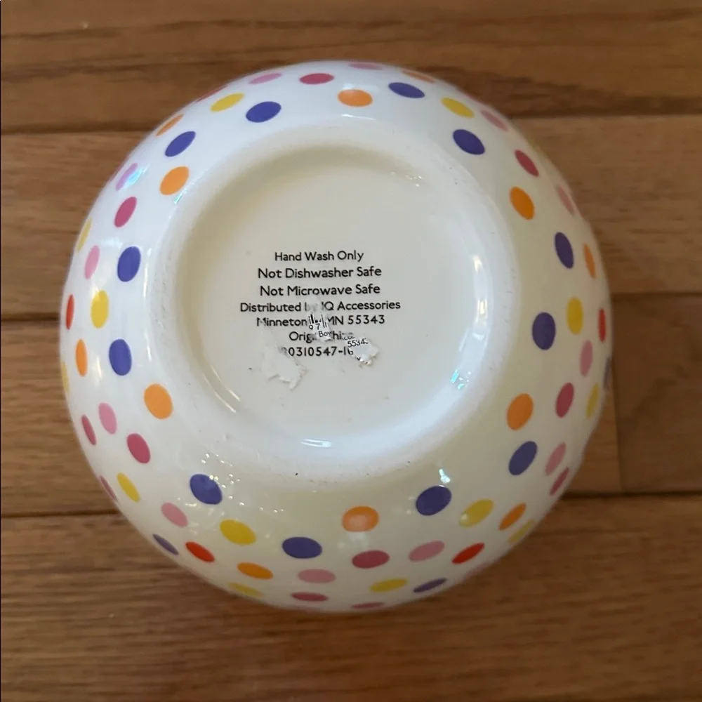 🟣 NEW Colorful Polka Dot Bowl pink yay! Purple yellow